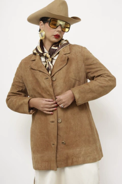 Blazer couro marrom classico - comprar online