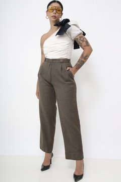 Calça cintura alta lã vintage na internet