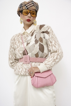 Bolsa couro rosa forrada - loja online