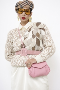 Imagem do Bolsa couro rosa forrada