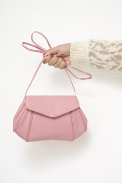 Bolsa couro rosa forrada