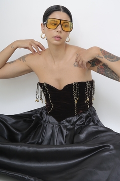 Top veludo bordado vintage - comprar online