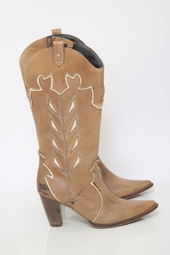 Bota couro capodarte recorte bege 34 - comprar online