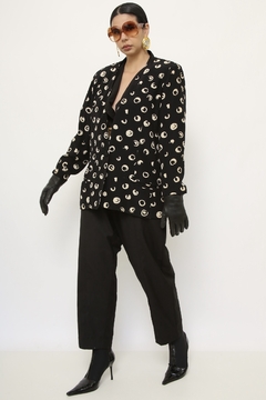 Blazer estampado GIANNI preto branco