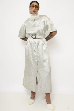 Vestido Penelope verde brilho vintage - Capichó Brechó