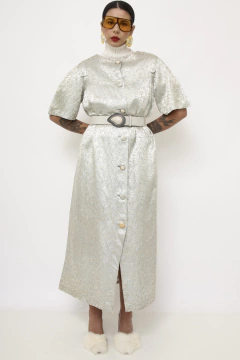 Vestido Penelope verde brilho vintage - Capichó Brechó