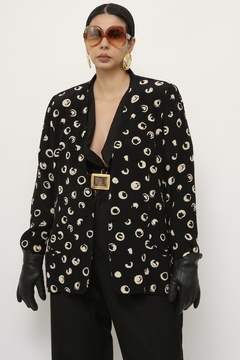 Blazer estampado GIANNI preto branco - Capichó Brechó