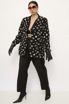 Blazer estampado GIANNI preto branco - Capichó Brechó