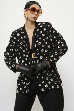 Blazer estampado GIANNI preto branco - comprar online