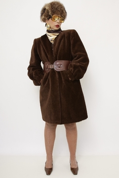 Casaco pelo marrom estruturado vintage - comprar online