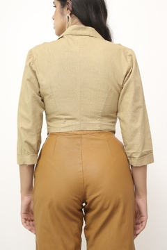 Cropeed linho bege vintage - loja online