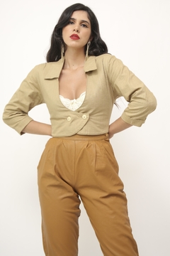 Cropeed linho bege vintage - comprar online