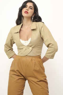 Cropeed linho bege vintage - comprar online