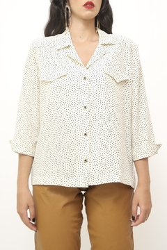 Camisa poa vintage creme bolinha - Capichó Brechó
