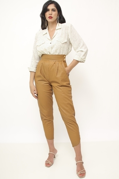 Camisa poa vintage creme bolinha - loja online