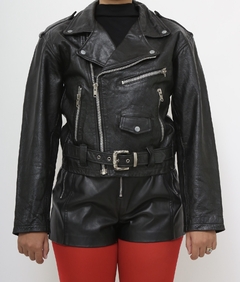 Jaqueta biker 100% couro vintage - comprar online