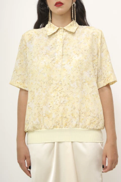 Camisa amarela flores vintage pala na internet