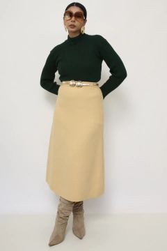Saia midi bege alfaiataria - comprar online