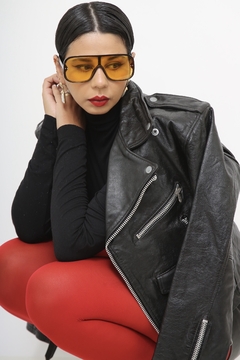 Jaqueta biker 100% couro vintage - loja online