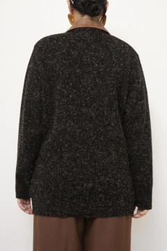 Cardigan LÃ gola de couro vintage na internet