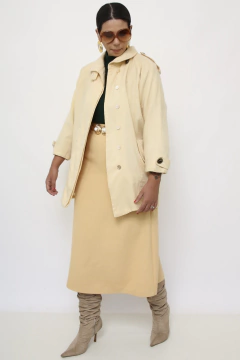 Casaco lã creme forrado vintage - loja online