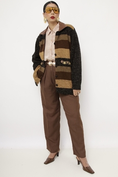 Cardigan LÃ gola de couro vintage - comprar online