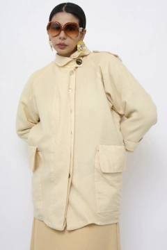 Casaco lã creme forrado vintage - loja online