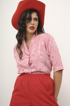 Blusa rosa acetinada vintage