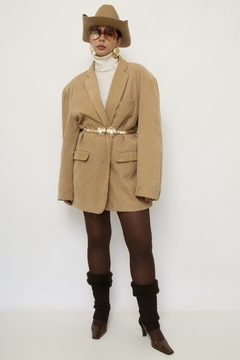 Blazer veludo cotele forrado BEGE