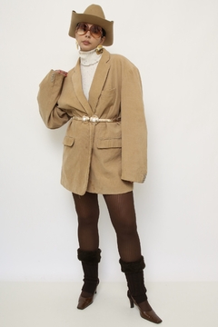 Blazer veludo cotele forrado BEGE