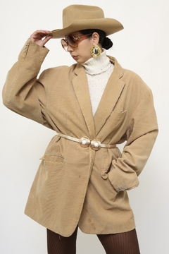Blazer veludo cotele forrado BEGE