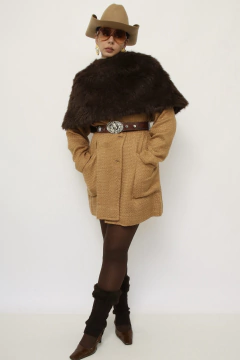 Estoula pelo sintetico marrom - comprar online