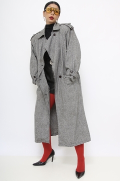 Sobretudo cinza longo vintage - comprar online