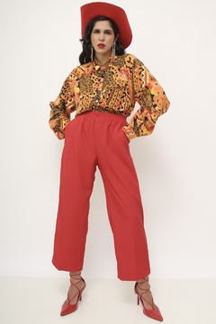 Camisa estampada laranja vintage na internet