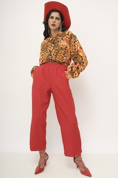 Camisa estampada laranja vintage