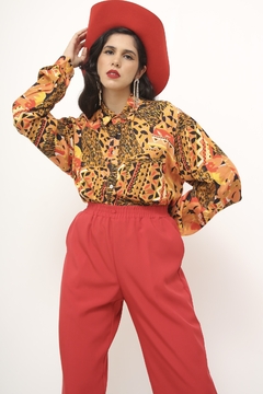 Camisa estampada laranja vintage - Capichó Brechó