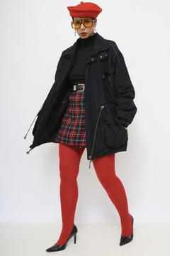 Parka preta forrada vintage - loja online