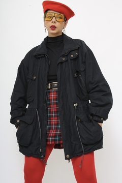 Parka preta forrada vintage