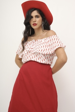 Camisa ombro a ombro poa vintage - Capichó Brechó