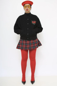 Jaqueta bomber lã vintage preta college - comprar online