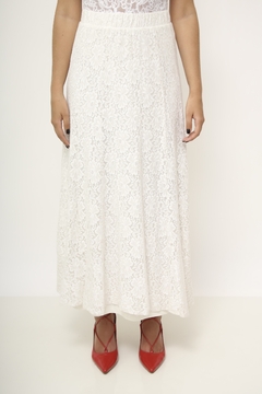 Saia renda longa branca vintage - comprar online