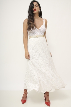 Saia renda longa branca vintage - loja online