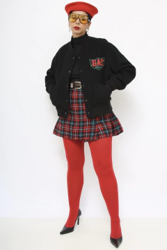 Jaqueta bomber lã vintage preta college - loja online