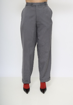 Imagem do Conjunto cinza risca de giz calça + blazer
