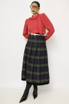 Camisa plissada vermelha vintage - loja online