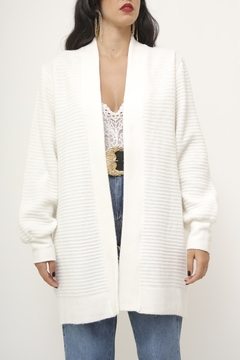 Cardigan maxi vintage branco - loja online
