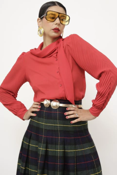 Camisa plissada vermelha vintage - comprar online