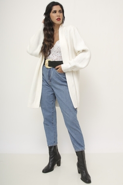 Cardigan maxi vintage branco - Capichó Brechó