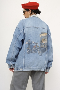 Jaqueta jeans motorcicle costas vintage - comprar online
