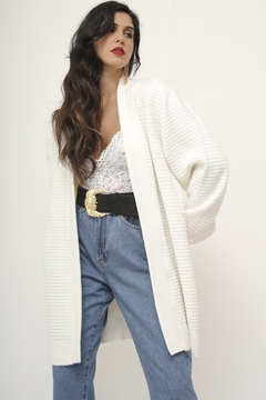 Cardigan maxi vintage branco na internet